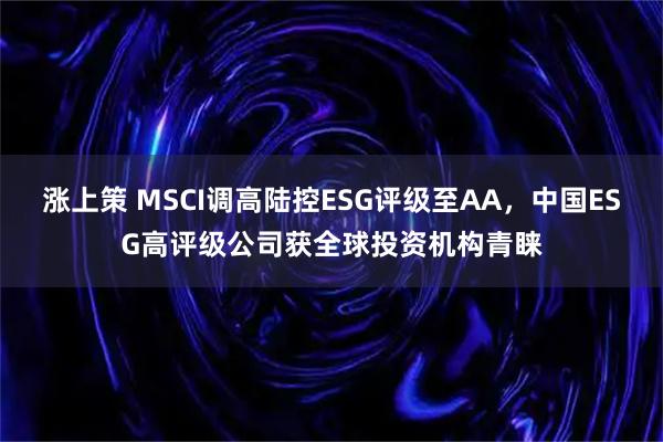 涨上策 MSCI调高陆控ESG评级至AA，中国ESG高评级公司获全球投资机构青睐